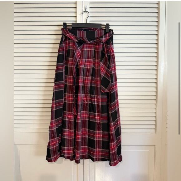 NWT NEW Ann Taylor Plaid Tie-Waist Pleated Midi Skirt - Picture 2 of 6
